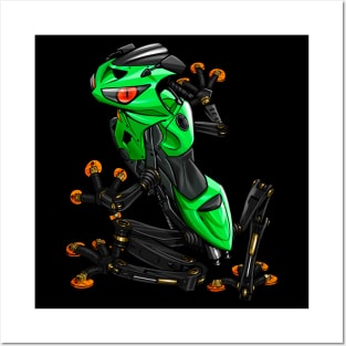 Kawasaki ZX6R Frog Green Posters and Art